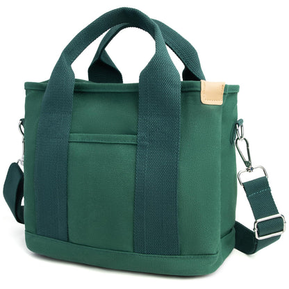 IwIeIaIrI Small Tote Bag for Women,Canvas Mini Tote Bags with Zipper and Multi Pockets,Crossbody Bag Shoulder Bag,Kids,Girls,Friends Gift(Dark Green)