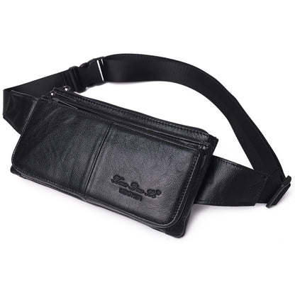 KPYWZER Vintage Leather Fanny Pack Waist Bag for Men Women Outdoor Travel Hunting Hiking Camping Hip Bum Belt Cell Phone Purse Wallet Pouch Retro Crossbody Sling Pouch Black