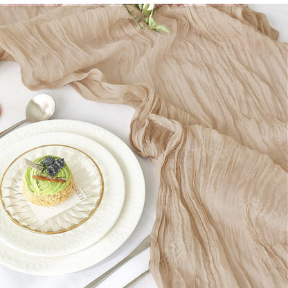 IVAPUPU 2 Pcs Cheesecloth Table Runner - 10ft Nude Boho Gauze Cheese Cloth Table Runners for Baby Shower Decorations Wedding Party Summer Garden Farmhouse