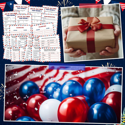 Humyoun 4th of July Friendly Feud Game with 2 Answer Buzzers, Independence Day Feud Cards for Family Game Night Fun Trivia Quiz for Party Office Class Groups Team Building (Red White Blue, Patriotic)
