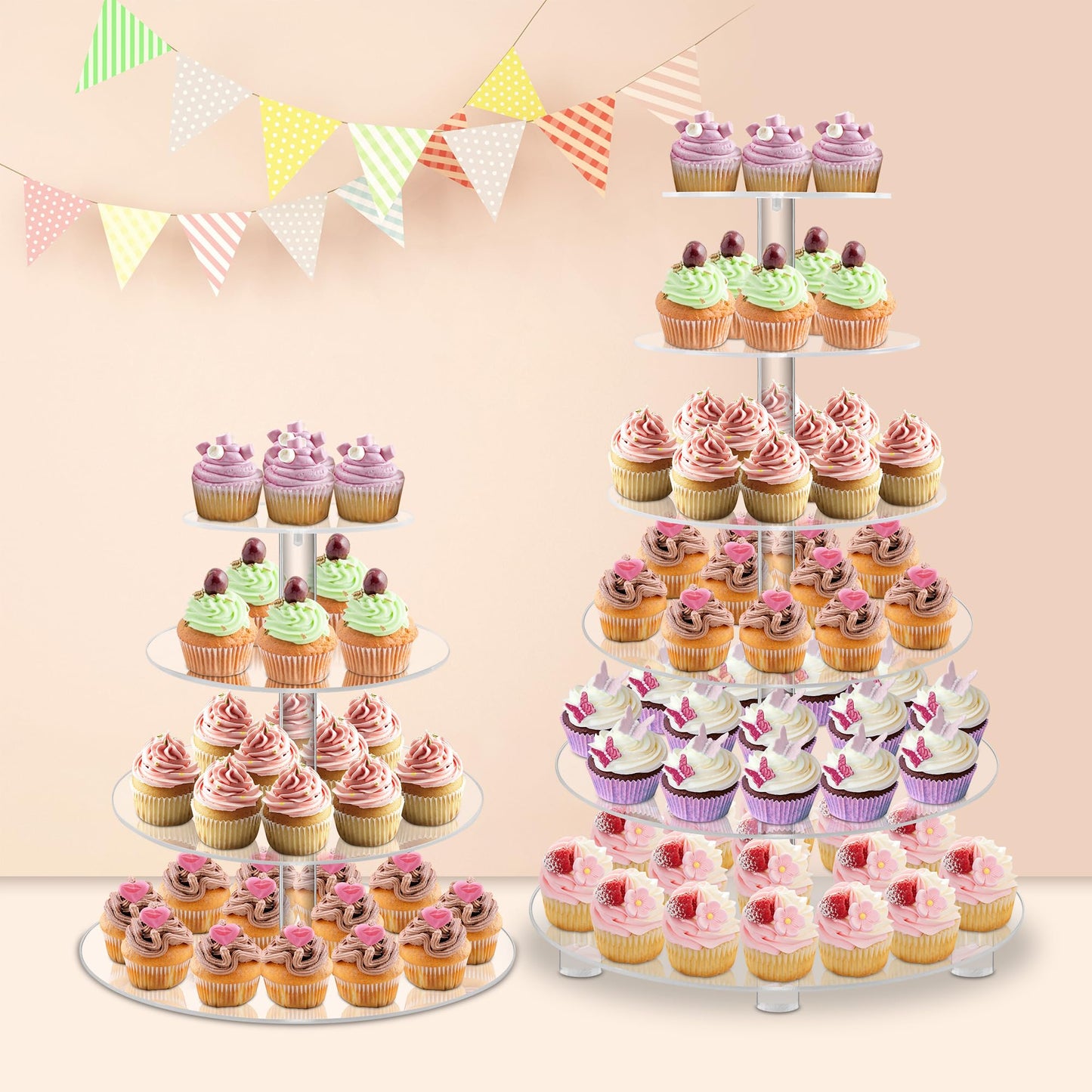 YestBuy Cupcake Stand, Acrylic Cupcake Tower Tree, 6 Tier Large Cupcake Holder for Pastry, Clear Cupcake Dispaly Stand with Base for Party, Wedding, Baby Shower