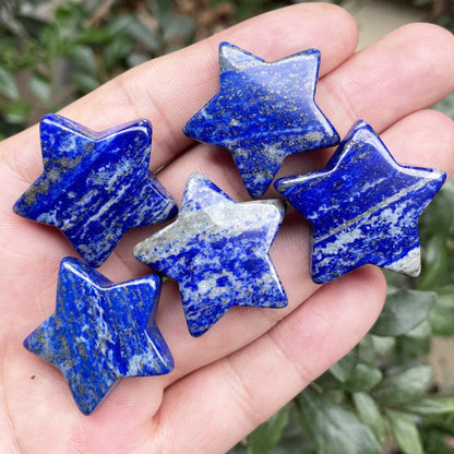 Fekuar Lapis Lazuli Crystal Star Chakra Stones for Reiki Healing Yoga Balance Meditation Polished Mini Pocket Palm Stone 1 Inch (30mm)