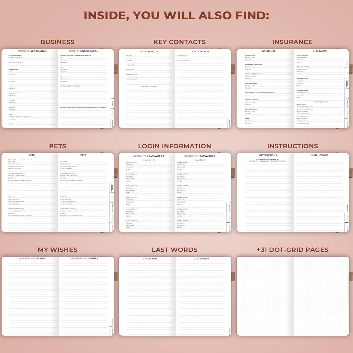 Clever Fox End of Life Planner – Final Arrangements Organizer for Beneficiary, Will Preparation, Last Wishes & Funeral Planning, A5 (Dark Terracotta)