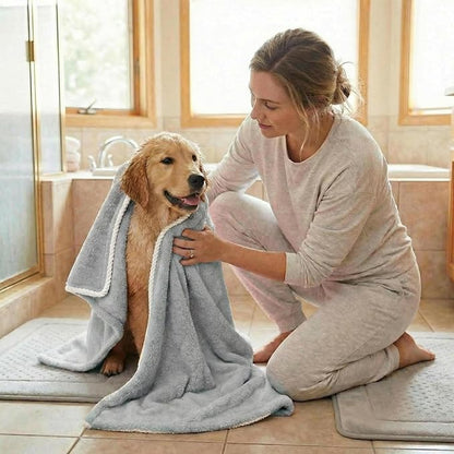 Dog Drying Towel, Soft Towels for Drying Dog Large, 2pcs Extra Thick Absorbent Microfiber Bath Towels for Dogs, Cats, Puppy, Pets (Grey)