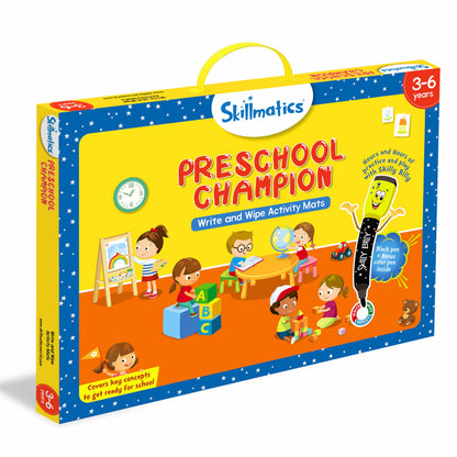 Skillmatics Educational Game : Preschool Champion | Reusable Activity Mats with 2 Dry Erase Markers | Gifts & Preschool Learning for Ages 3-6