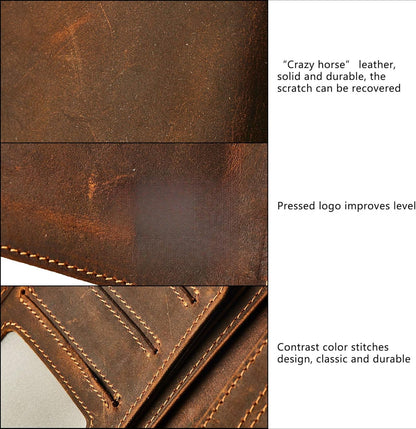 Plinvo Vintage Genuine Leather Wallet for Men, Bifold Slim Design with RFID Blocking and Gift Box (Brown-1)