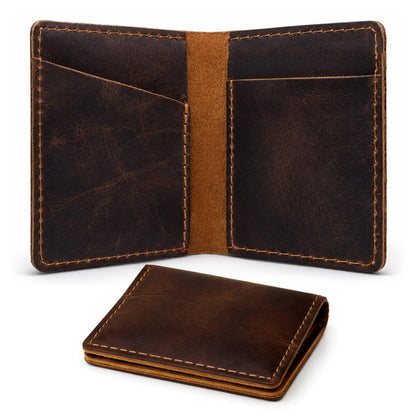 TheAntiq Credit Card Case Holder, Genuine Leather Bifold Wallet for Men and Women, Slim Minimalist Front Pocket Card Holder for Credit and Debit Cards, 4x3 Inches, Brown