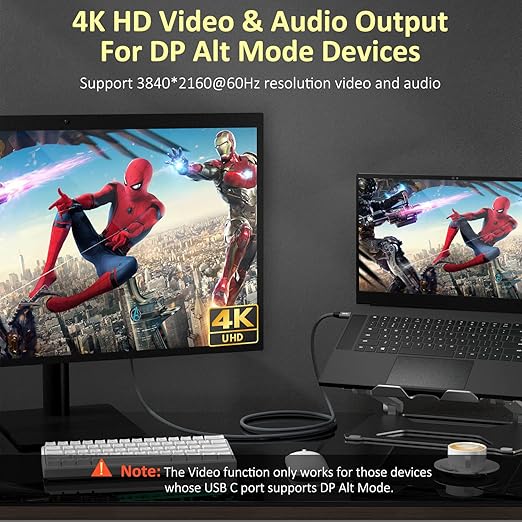QCEs USB C Monitor Cable 5FT 8K30Hz 4K60Hz, 20Gbps USB C 3.2 Gen 2x2 Video Display Cable 100W PD Charging Cord Compatible for iPhone 17 16 15 MacBook Pro iPad KYY MNN InnoView Portable Monitor