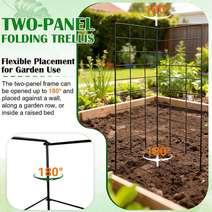 59" H x 31" L Foldable Garden Support Frame, Two Panel Metal Trellis Frame for Raised Beds, Outdoor Support Frame for Garden Beds, Yards