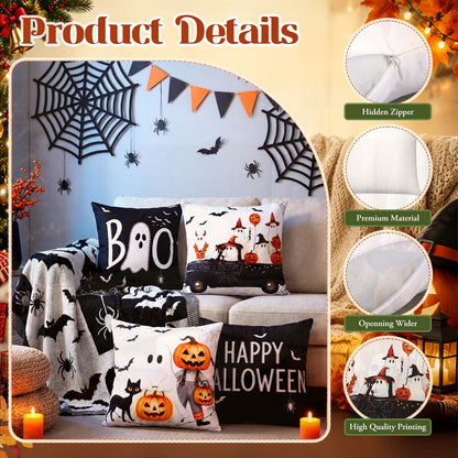 Lumina Garden 12 Pcs Fall Pillow Covers 18 x 18 Inch Holiday Throw Pillow Covers Pumpkin Cushion Case Pillowcase for Indoor Outdoor Farmhouse