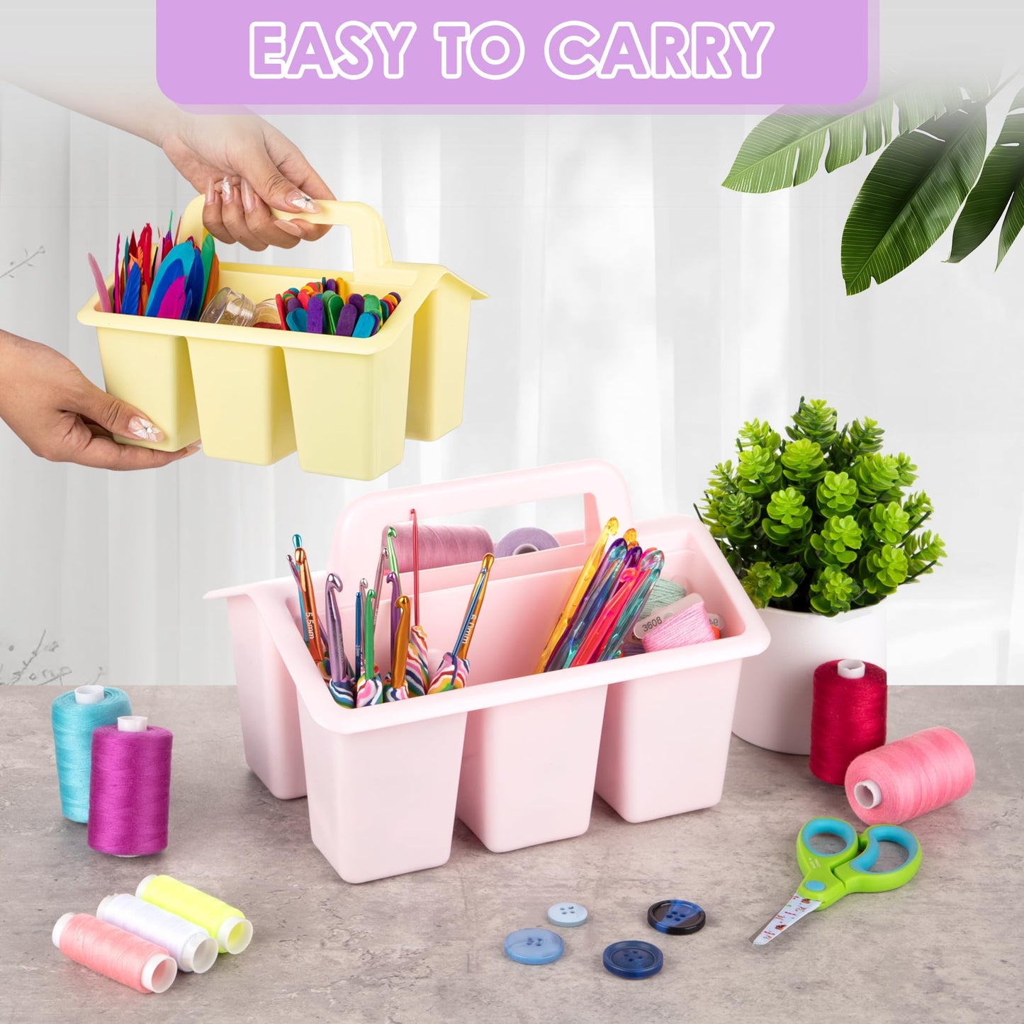 Find Scrapblooms Plastic Caddy With Handle,Protable Classroom Craft Caddy, 6-pack Storage Caddy For Pencil,Pen,Craft Tools (Pastel Color)