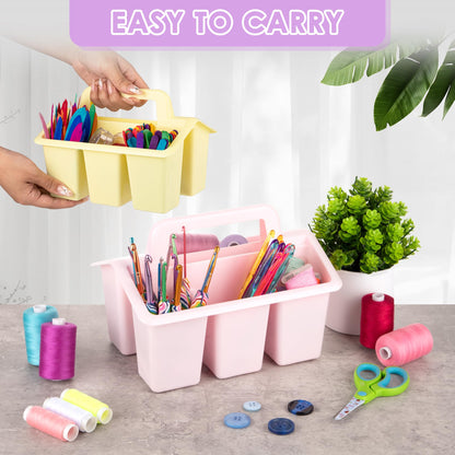 Find Scrapblooms Plastic Caddy With Handle,Protable Classroom Craft Caddy, 6-pack Storage Caddy For Pencil,Pen,Craft Tools (Pastel Color)