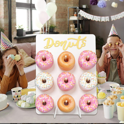 APOIMNA Wooden Donut Wall Display Stand, Holds 9 Donuts Decorative Donut Board, Rustic Donut Holder for Wedding, Party Event Dessert Table(1 Pack White)