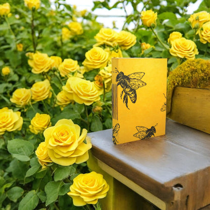 Kathmandu Valley Co. Nepali Keeper Journal with Handmade Lokta Paper. Made in Nepal. (6x9 Inches, Busy Bee)