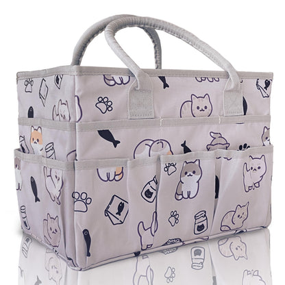 Cupohus Craft Organizer Tote Bag – Art Organizer, Craft Caddy with Multiple Pockets, Large Capacity Supply Storage Bag for Sewing, Knitting, Painting, and Travel (Pet Prints)