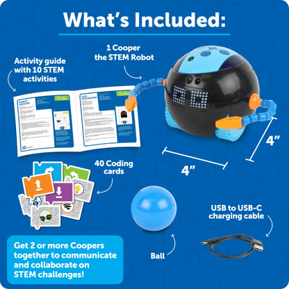 Learning Resources Cooper the STEM Robot, Coding Toy for Kids, Interactive STEM Robot for Classroom, Rechargeable Programming Toy, Ages 5+