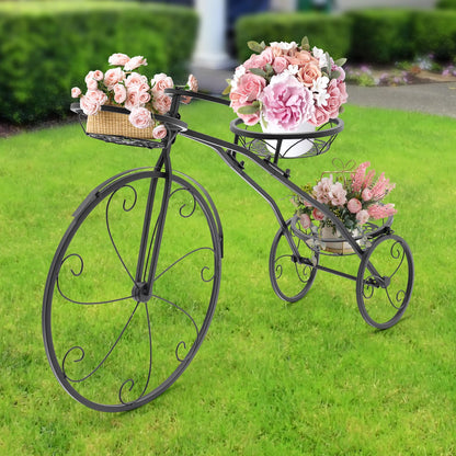 Crtohbnl Tricycle Plant Stand Large Detachable Bicycle Flower Shelf Flower Pot Cart Holder for Home Garden Patio