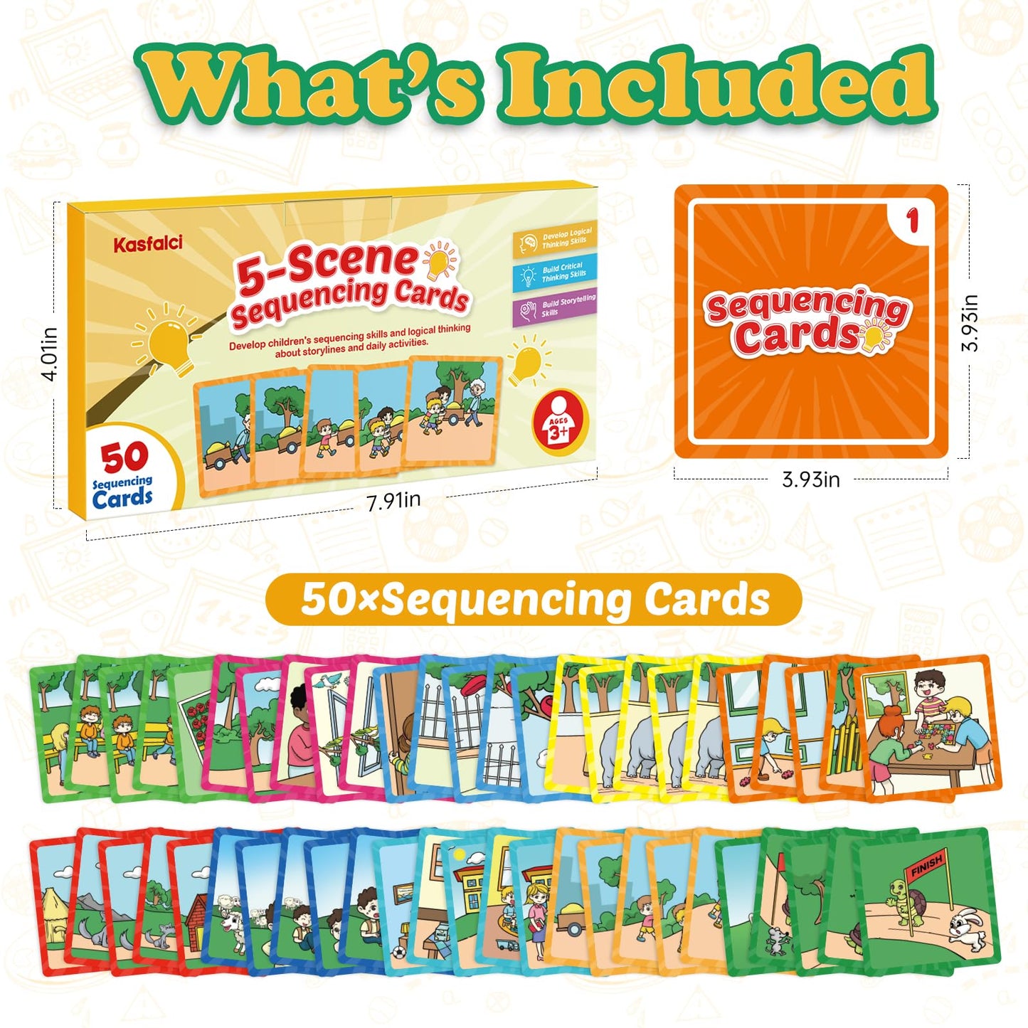 Kasfalci Sequencing Cards, Sequence Game for Kids, Speech Therapy Materials for Autism, Improve Storytelling,Social Skills, Sentence Building, Preschool Learning Activities for Classroom & Homeschool