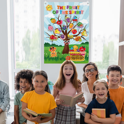 Cinrobiye Fruit of The Spirit Felt Bulletin Board Make Your Own Fruit of the Spirit Tree Crafts DIY Christian Bible Scene Set for Church VBS Sunday School Classroom Activities