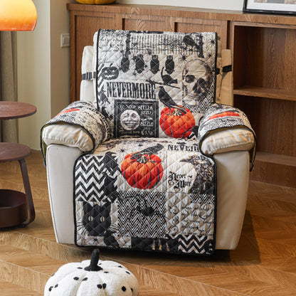 EVENHUG Halloween Sofa Cover for Festival Home Decorations Slipcover Furniture Protector Washable Couch Cover with Non Slip and Elastic Straps for Kids Pets Dogs (Recliner)