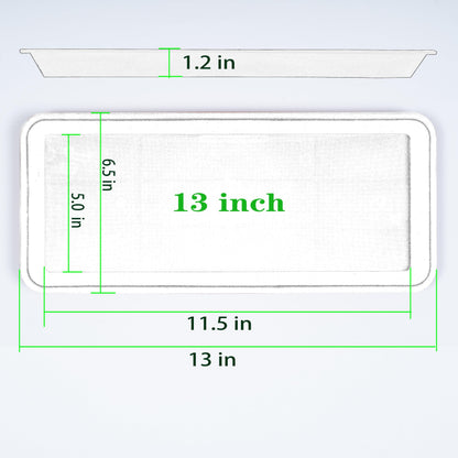 Vuwez Plant Saucer Tray, Heavy Sturdy Long Narrow Plastic Plant Saucers Drainage Trays for Indoors No Holes, Plant Drip Trays for Pots Base, Seed Starter Growing Tray (6.5 X 13 inch, Black)