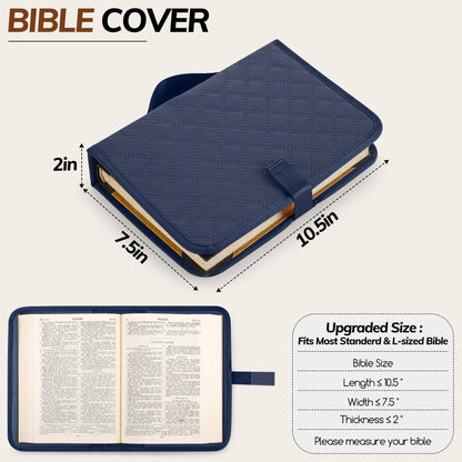 Large Bible Bag with Bible Cover Case for Women，Church Tote Bag Travel Bag Diaper Bag with Shoulder Strap for Teachers, Nurses, Moms, Bible Lovers (Blue)