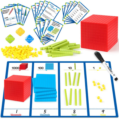 Torlam Base Ten Blocks for Place Value, Counting, Kindergarten Math Games - Base 10 Math Manipulatives for 1st-3rd Grade Kids