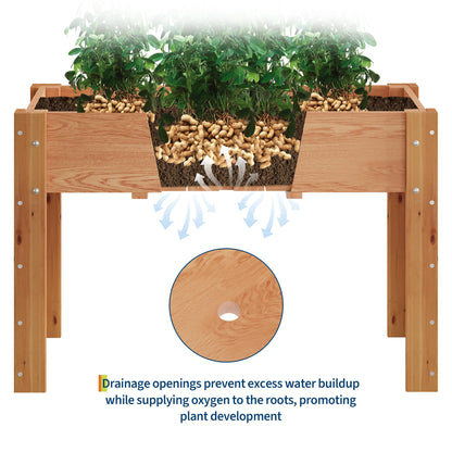 48x24x30IN Wooden Raised Garden Bed with Legs, Elevated Reinforced Large Planter Box for Vegetable Flower Herb Outdoor, Standing Growing Bed forGardening/Backyard/Patio/Balcony, Liner Included