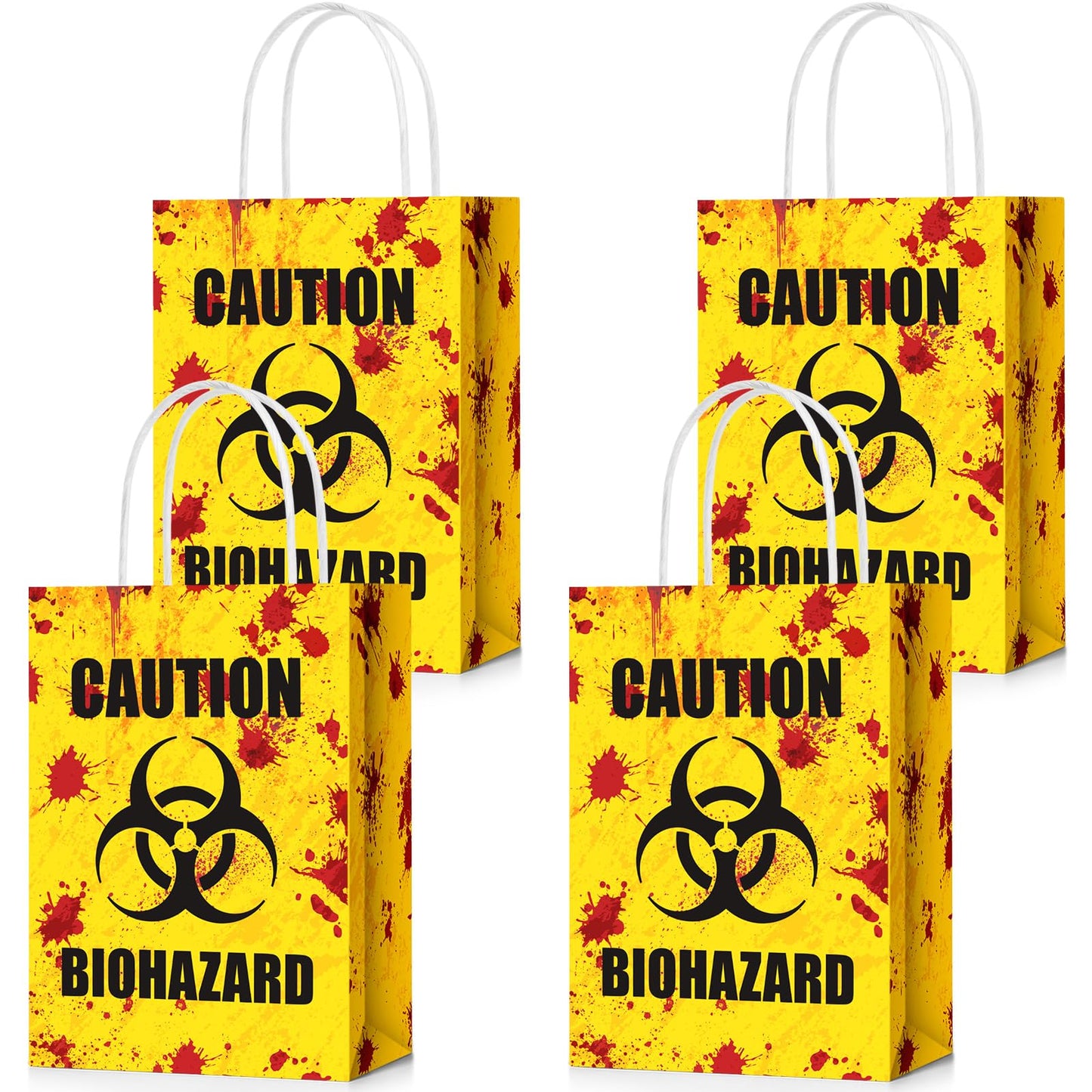 TaoBary 24 Pcs Halloween Biohazard Treat Bags Halloween Paper Gift Bags with Handles Zombie Theme Horror Party Favors for Candy Goodie Snacks Holiday Party Supplies