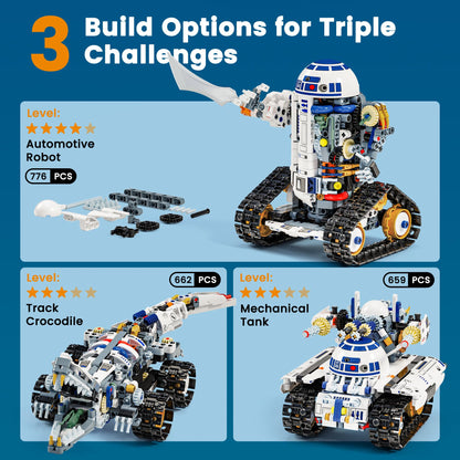 Glikid STEM RC Robot Building Kit - 3 in 1 APP & Remote Control Robotics for Kids Ages 8-12, DIY Educational Toy Programming & Science Project Kit, Birthday Gifts for Boys Girls