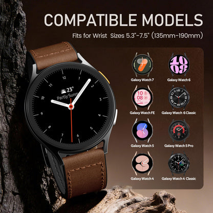 Adorve Leather Bands Compatible with Samsung Galaxy Watch 7 Band/Galaxy Watch 6 Band 40mm 44mm, Watch 6/4 Classic,5 Pro/5/4/FE/Active 2, 20mm Top Grain Leather Strap for Samsung Watch Bands Men Women