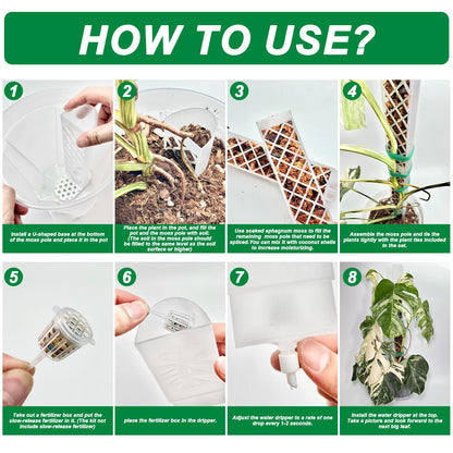 4 Psc 9'' D Shaped Moss Pole with Water dripper,Easy-to-Assemble Moss Pole Monstera Plant Support,Anti-tip Sturdy Moss Poles for Climbing Plants (Black)