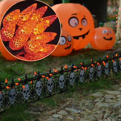 WATERGLIDE Halloween C6 String Lights, 33ft 100 LED Black Wire Fairy Lights with 29V Safe Adaptor, 8 Lighting Mode, Waterproof for Indoor Outdoor Patio Xmas Tree Party Decor, Orange