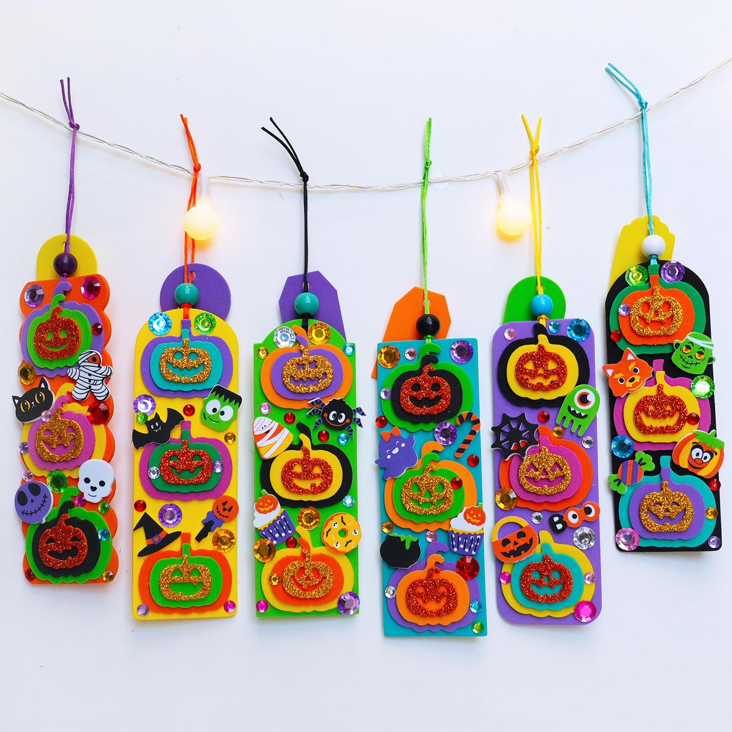 Winlyn 36 Sets Halloween Craft Kits Fall Crafts DIY Pumpkin Jack-O'-Lantern Bookmark Ornaments Decorations Art Sets Halloween Foam Stickers Art and Crafts for Kids Classroom Activities Party Favors