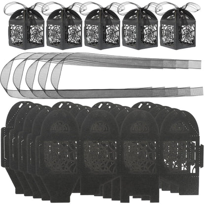 BESTOYARD Halloween Hollow Die-Cut Candy Boxes with Ribbon - Wedding Favor Boxes for Party Treats and Packaging 8.27 X 4.53 Inches 50 Pieces
