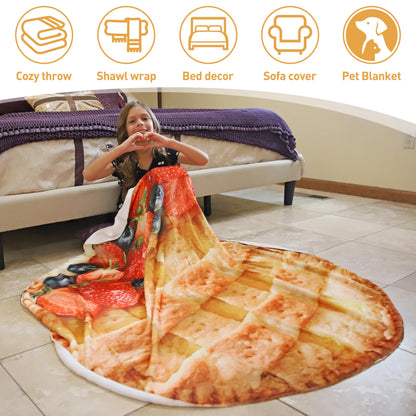 Catalonia Funny Fruit Pie Wrap Blanket for Kids & Adults, Quirk Gifts for Teenage Boys & Girls, Halloween Throw Blanket for Bed & Sofa, 59 inch