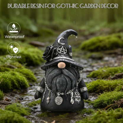 YAHIKI Occult Gothic Gnome Figurine 5.31" - Dark Magic Resin Decor for Baphomet Statue Aesthetic, Creepy Halloween Gnomes & Pagan Altar Witch Aesthetic Decor Collectibles
