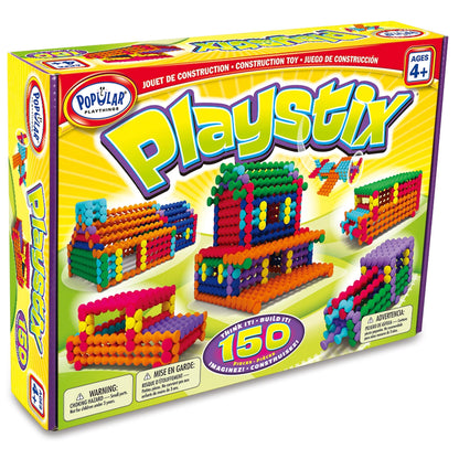POPULAR PLAYTHINGS Playstix Construction Toy Set with Building Sticks for STEM and Classroom Use, for Kids Ages 4 and Up - 150 Piece Kit