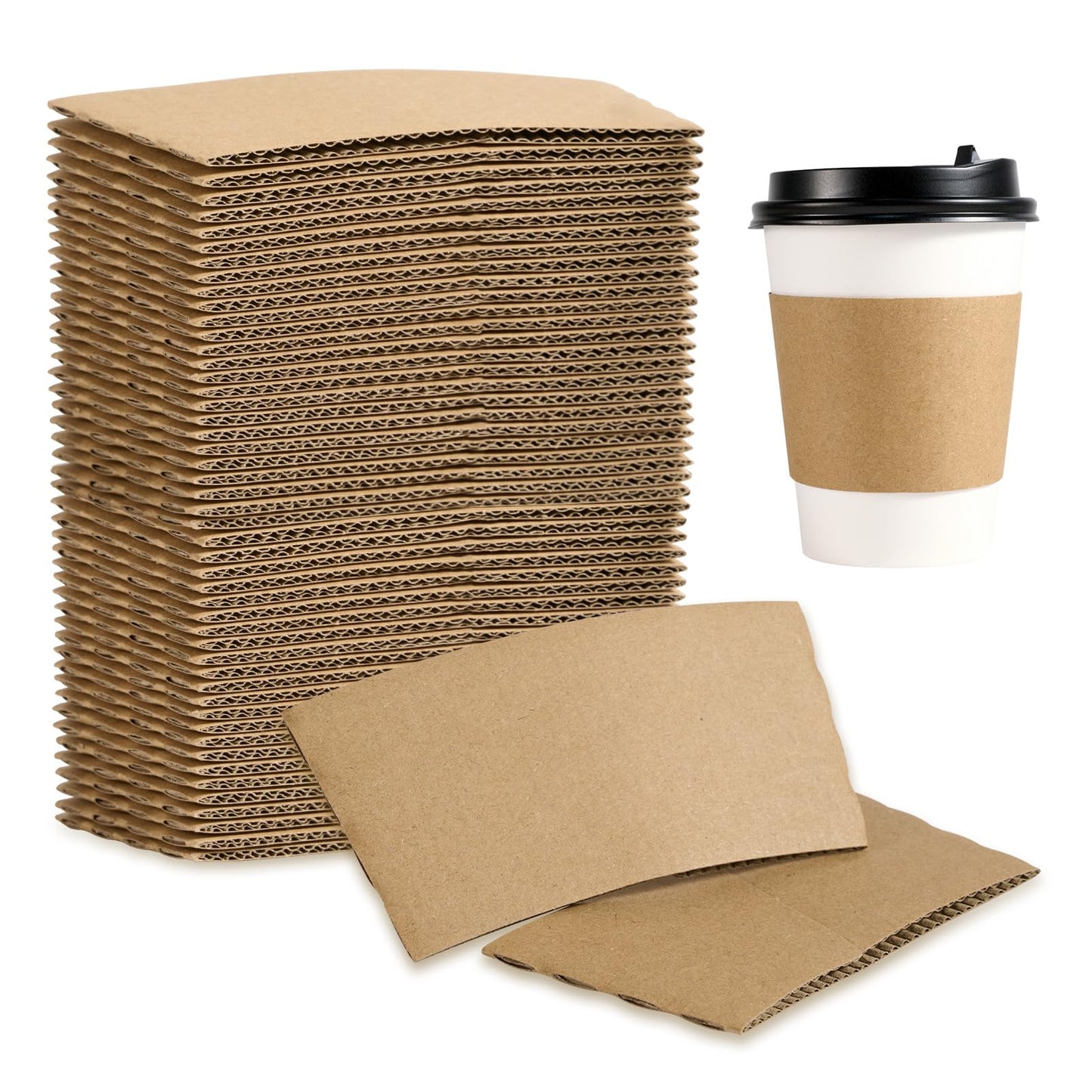 200 Pack Coffee Sleeves, Disposable Cup Sleeves for Hot and Cold Drinks, Strong Coffee Cup Sleeve Fit for 10-24 oz Cups