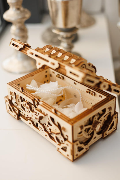 Wood Trick Enigma Chest Lock Puzzle Box Wooden 3D Puzzles for Adults to Build - Engineering DIY Project Mechanical Model Kits for Adults Wooden Models