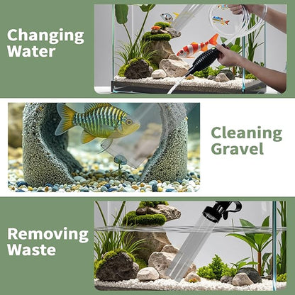 5ft-S Aquarium Siphon Vacuum Cleaner, Hand Siphon Pump Water Changer for Fish Tank Cleaning Gravel & Sand
