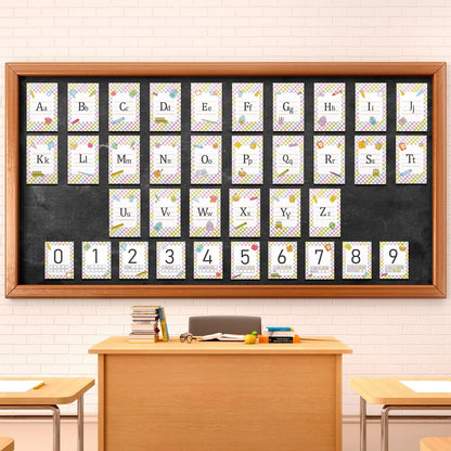 Tinlade 36 Pcs School Composition ABC Alphabet Number Educational Learning Cards Decorations for Bulletin Board, Walls, Desks, Windows, Doors, Lockers, Schools, Classrooms, Homeschool and Offices
