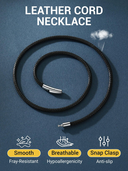 PROSTEEL Black Leather Necklace for Men 3mm Cord 20inch Leather String Necklace Chains Jewelry