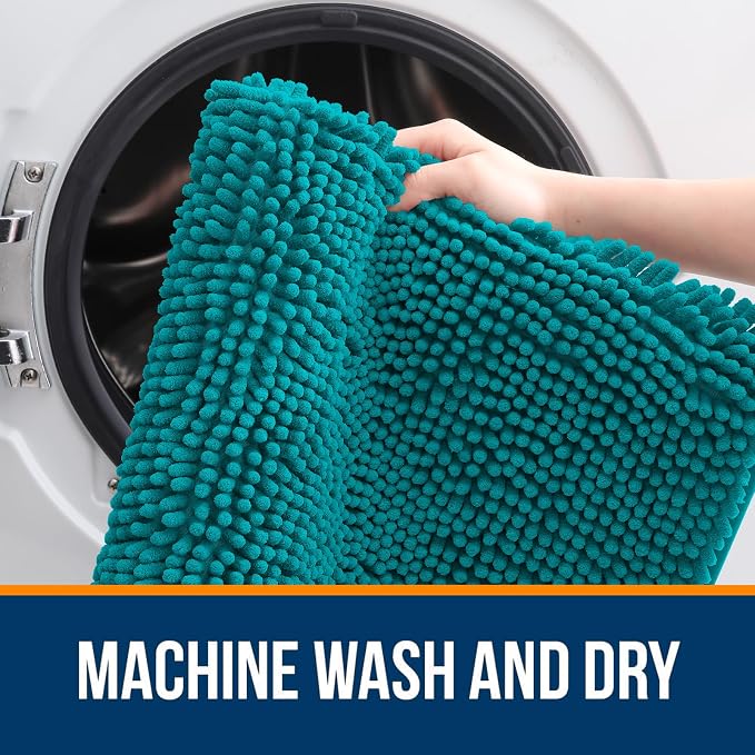 OLANLY Large Bathroom Rugs 70x46, Extra Soft Absorbent Chenille Bath Rugs, Rubber Backing Quick Dry, Machine Washable Bath Mats for Bathroom Floor, Tub and Shower, Home Decor Accessories, Deep Lake