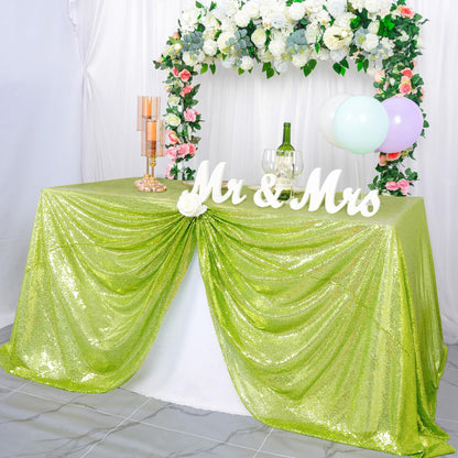 ShinyBeauty Sequin Tablecloth Olive Green 60x102 Inch Rectangle Sparkly Fabric Tablecloths Sequins Rectangular Table Cloth for Wedding Party Cake Sweetheart Tablecover