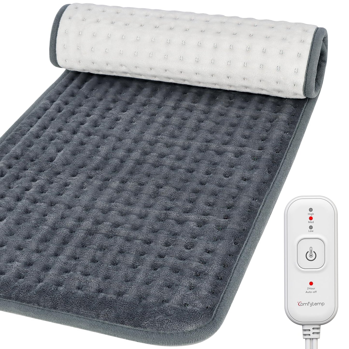 Comfytemp Heating Pad for Back Pain & Cramps Relief, FSA Eligible Electric Large Heat Pad, 2H Auto Off, Christmas Gifts for Women Men Mom Dad, HSA Moist Neck Shoulder Heated Pad, Washable, 12"x24"