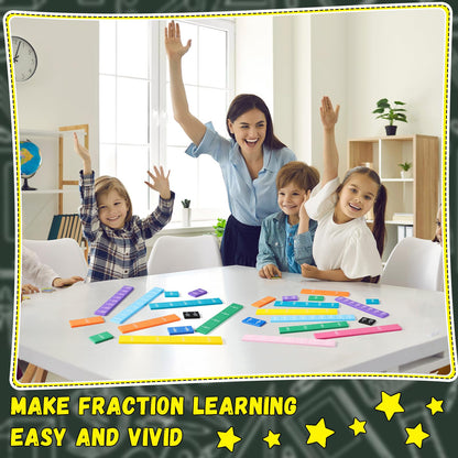 Sayglossy 36 Sets Fraction Tiles Set for Classroom Rainbow 11.8 x 8 in Fraction Strips Bars Math Manipulatives Montessori Math Materials for Home Learning School Educational (Vivid Color)