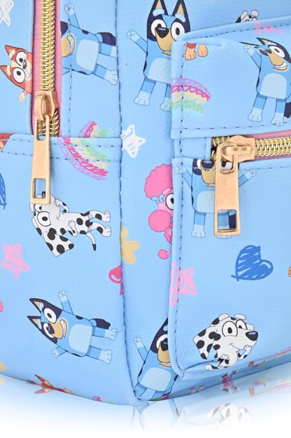 Fast Forward Bluey Backpack for Boys, Girls, Women, Men, Unisex | Cute PU Leather 10" Bluey Mini Backpack Purse Shoulder Purse | Bluey Bag and Bluey Accessories