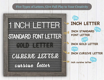 Grey Felt Letter Board - 10x10 Inch, Pre Cut 725 Letters, First Day of School, Classroom Decor, Baby Announcements
