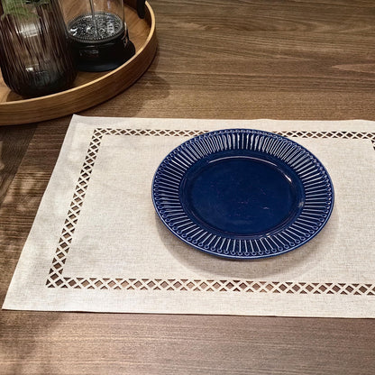 Placemats Set of 6 for Dining Table with Hollow Edge Design- Table Mats 12x 18 Inch, Cloth Place mats Machine Washable (Beige 6pcs)